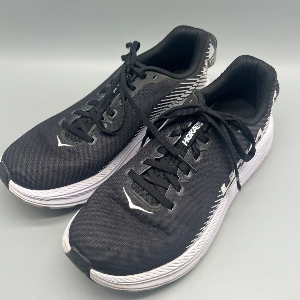 Hoka One One Rincon 2 Running Shoes Womens 8.5 Black White Lightweight EUC